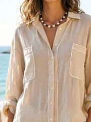 Chic Contrast Trim Long Sleeve Shirt