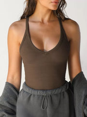 Ribbed Racerback Cami in White, view 19