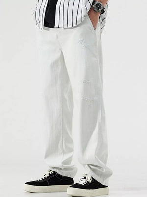 Men S Distressed Relaxed Fit Jeans in White, side view