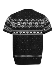 Men's Short-sleeve Fair Isle Knit Top in Grey, alternate angle