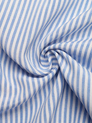 Blue and white striped midi dress fabric detail
