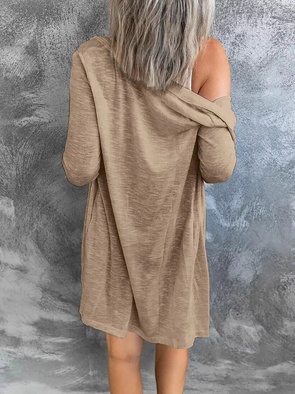 Lightweight Button-up Cardigan Plus Size in Grey, view 18