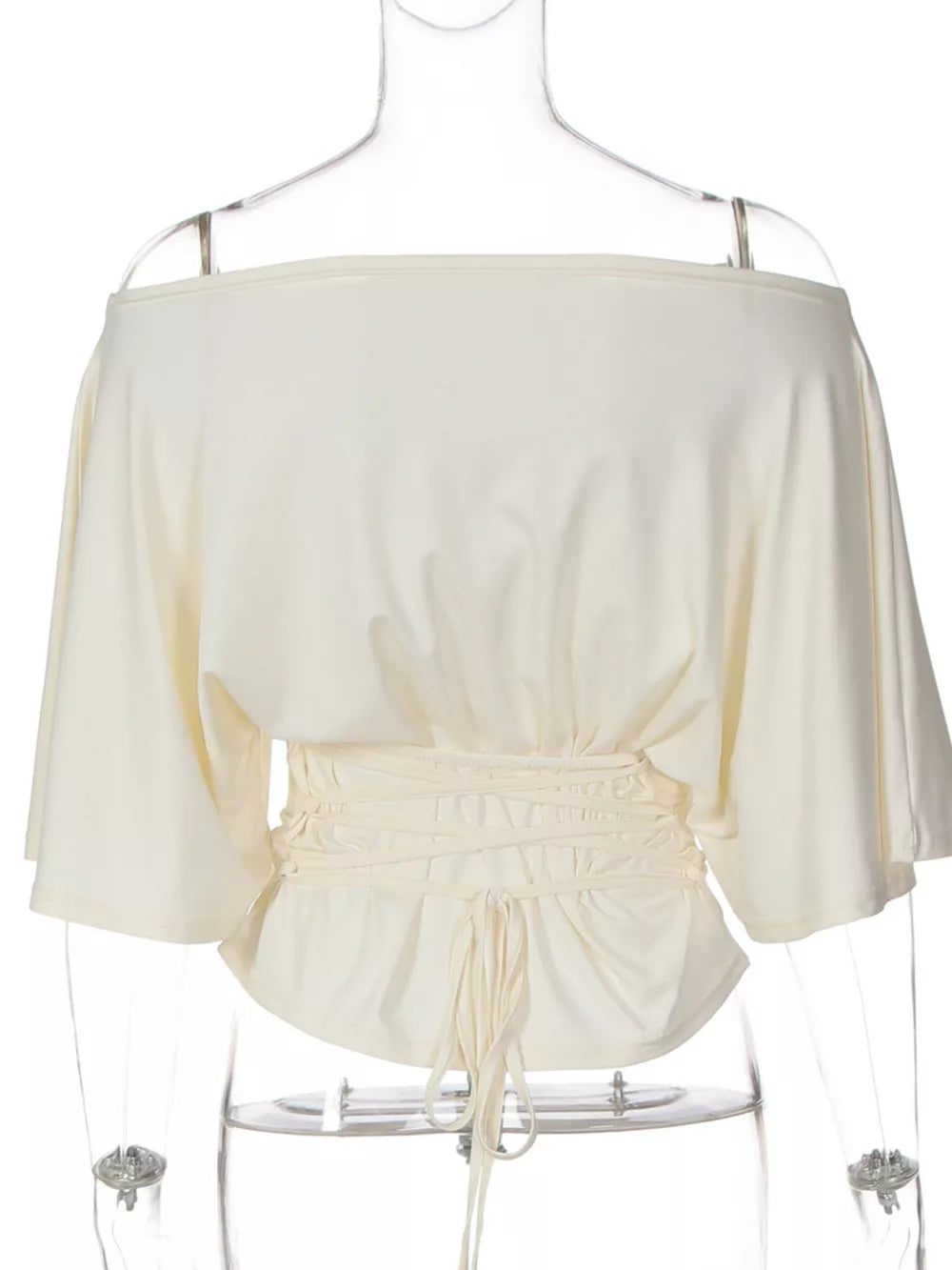 Apricot draped tie-front short sleeve maternity t-shirt with ruched waist detail.