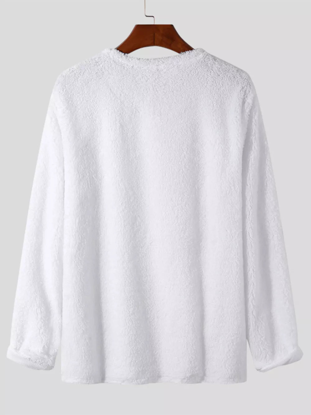 Men's Textured Long Sleeve Sweater Plus Size in Black, model styling view