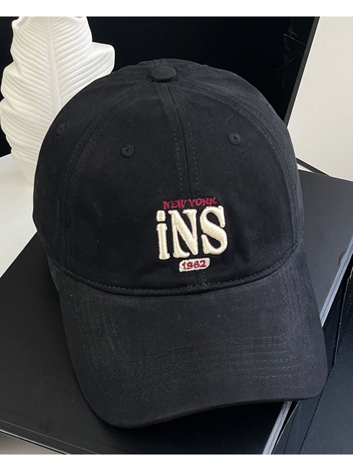Navy Embroidered Cotton Baseball Cap