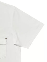 Men's Full Size V-neck Pocket T-shirt in Black, back view