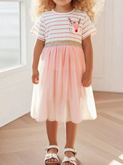 Festive Tulle Dress With Reindeer Detail