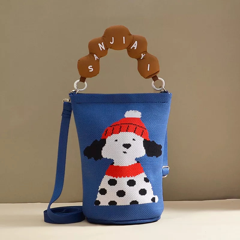 Bucket Crossbody Bag With Beaded Handle, side view