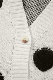 Polka Dot Button Up Cardigan in White, view 13