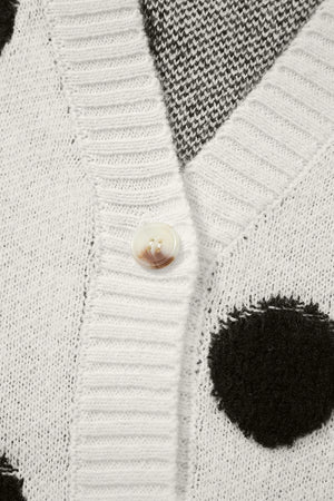 Polka Dot Button Up Cardigan in White, view 13