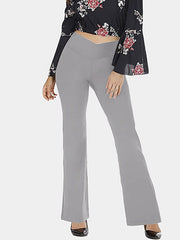 Light Gray V-waist flare leg leggings with a smooth finish.