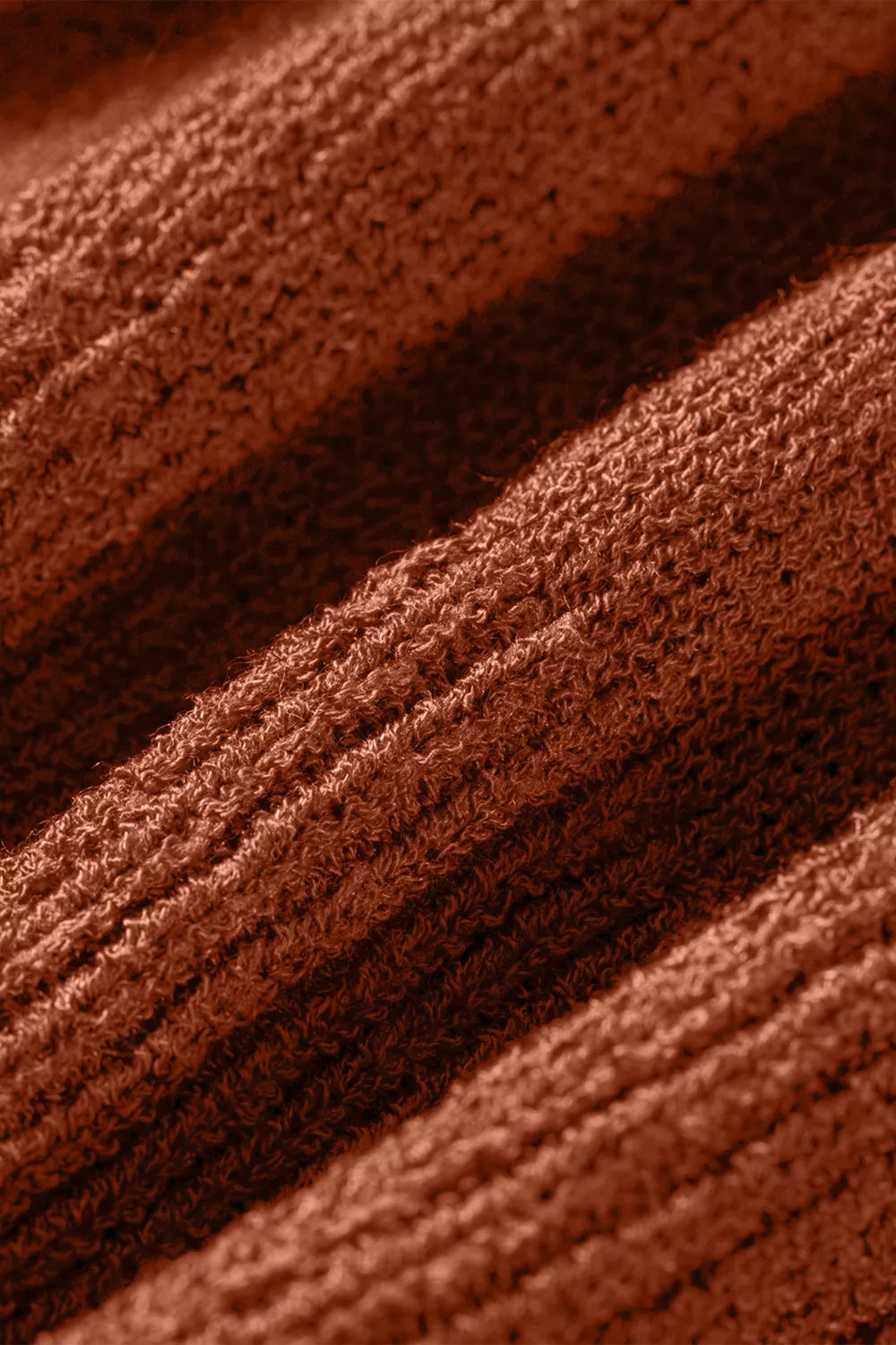 Ribbed Knit Round Neck Short Sleeve Sweater in Brown, view 11