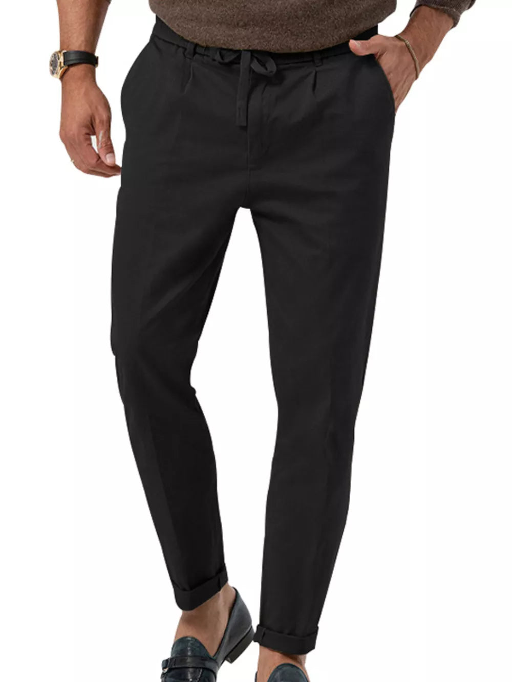 Men's Casual Drawstring Pants Plus Size in Deep Teal, alternate angle