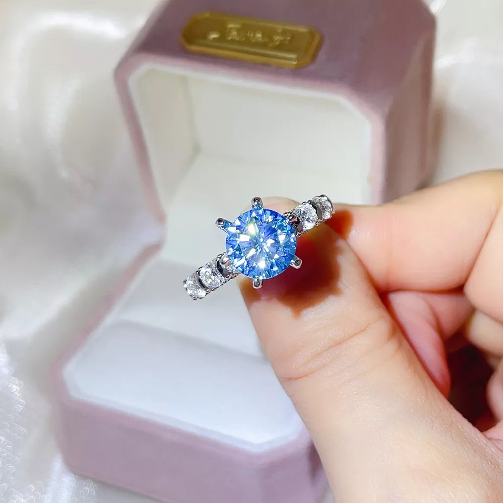 925 Sterling Silver Solitaire Moissanite Bezel Ring, side view