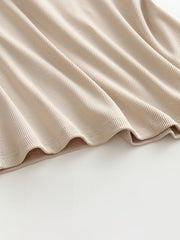 Camel ribbed halter tank top with built-in bra detail