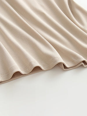 Camel ribbed halter tank top with built-in bra detail