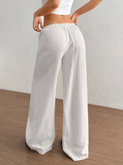 Wide-leg Drawstring Cotton Pants, fabric detail