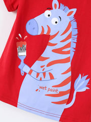Children's Zebra Round Neck T-shirt, model styling view