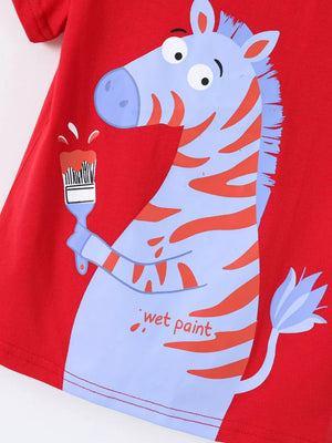 Children's Zebra Round Neck T-shirt, model styling view