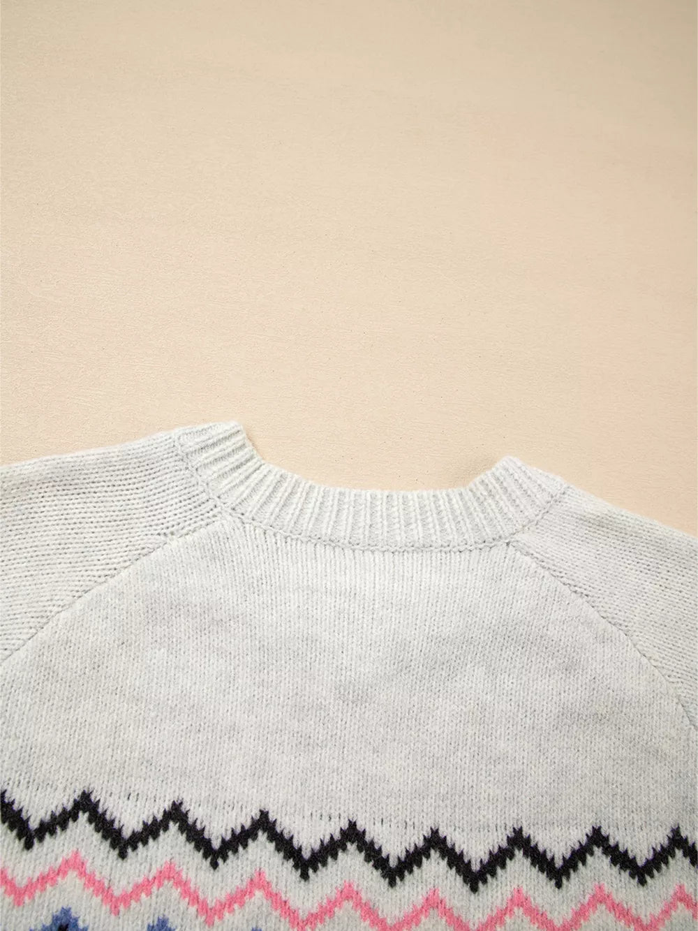 Stripe Geometric Button Up Sweater Cardigan in Light Gray, product detail