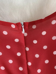 Red polka dot dress with zipper detail