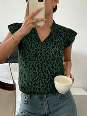 Chic Ruffled Leopard Print Shirt