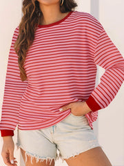 light pink t-shirt with striped and round neck