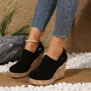 Round Toe Slip-ons in Blue, side view