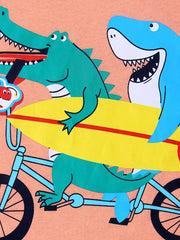 Playful Crocodile And Shark Graphic Tee