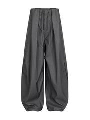 Men's Wide Leg Dress Pants in Black, close-up detail