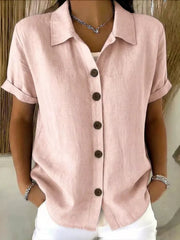 Full Size Button Up Short Sleeve Shirt in Army Green, fit detail