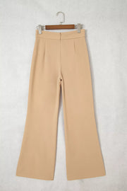 High Waist Full Length Regular Fit Pants in Tan, editorial view