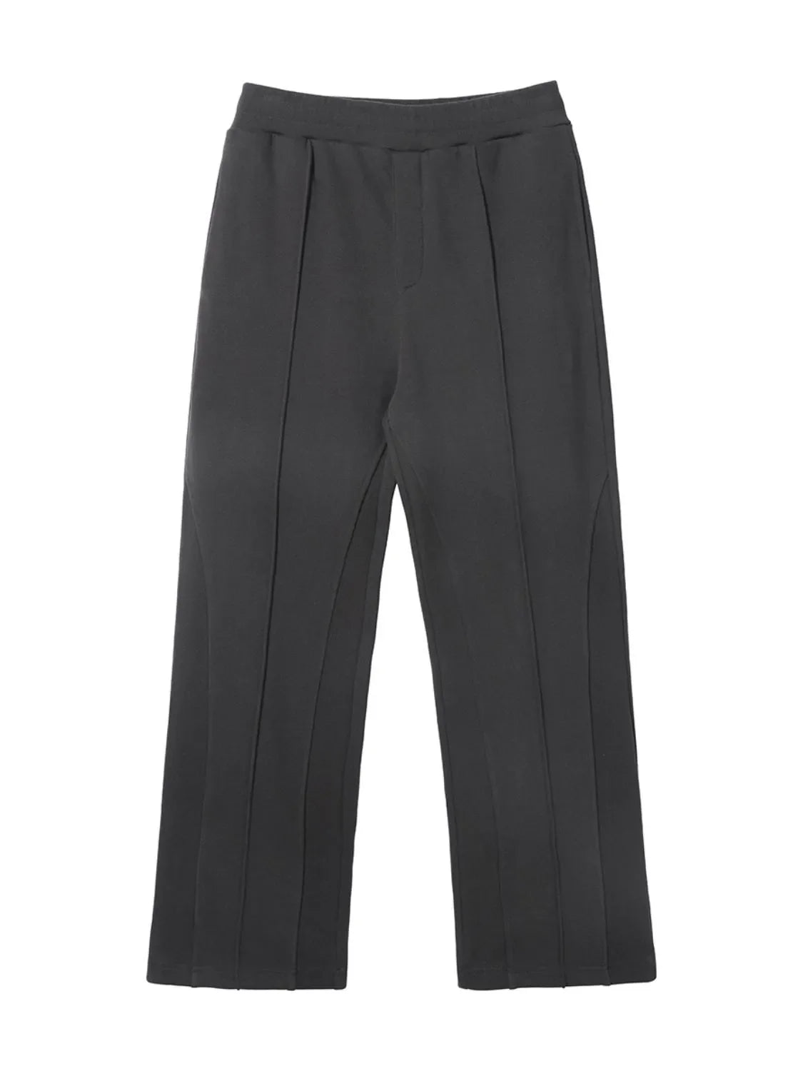Dark gray lounge trousers with seam detail and wide leg