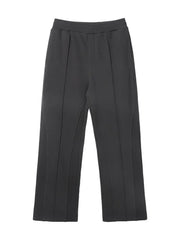 Dark gray lounge trousers with seam detail and wide leg