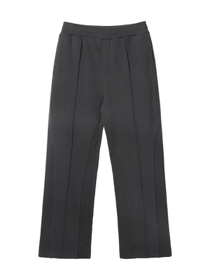 Dark gray lounge trousers with seam detail and wide leg