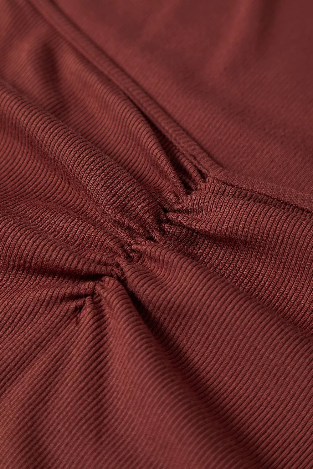 Gathered Bust Square Neck Ribbed Long Sleeve Top, product detail