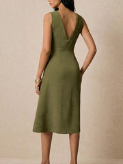 Sculpted Midi Dress With Asymmetrical Neckline
