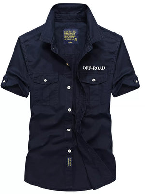 Men S Plus Size Button Up Short Sleeve in Royal Blue, front view