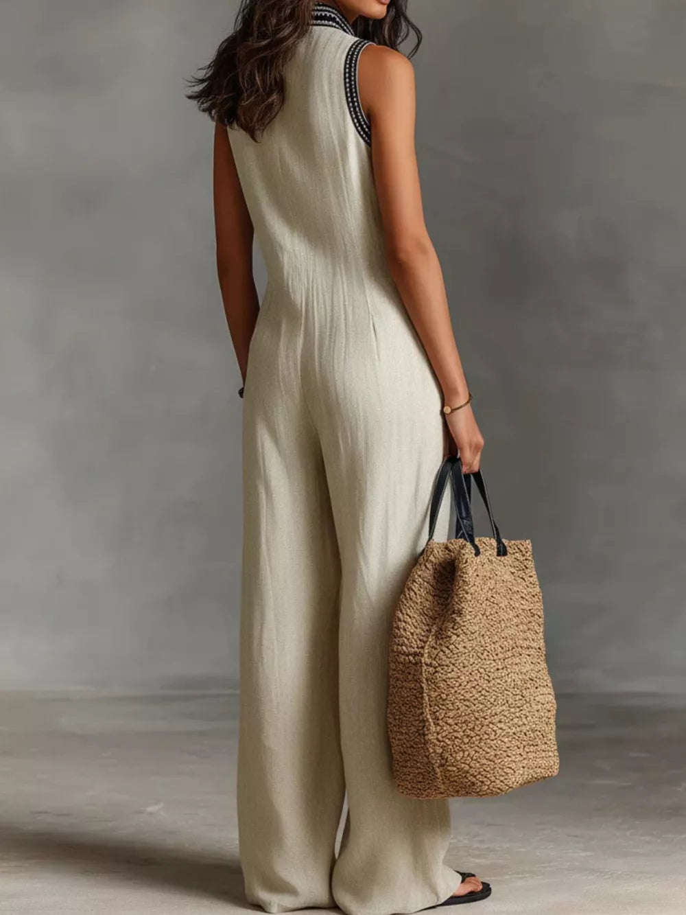Full Size Sleeveless Wide-leg Jumpsuit Plus Size in Sky Blue, side view