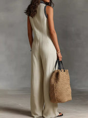 Full Size Sleeveless Wide-leg Jumpsuit Plus Size in Sky Blue, side view