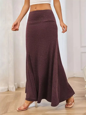 Flowy Maxi Skirt With Wide Waistband, editorial view