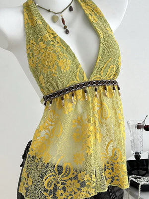 Lace Halter Neck Cami, side view