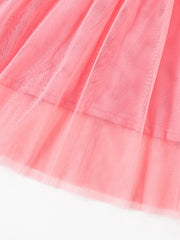 Pink toddler tulle dress with layered ruffles and subtle sequin flower detail.