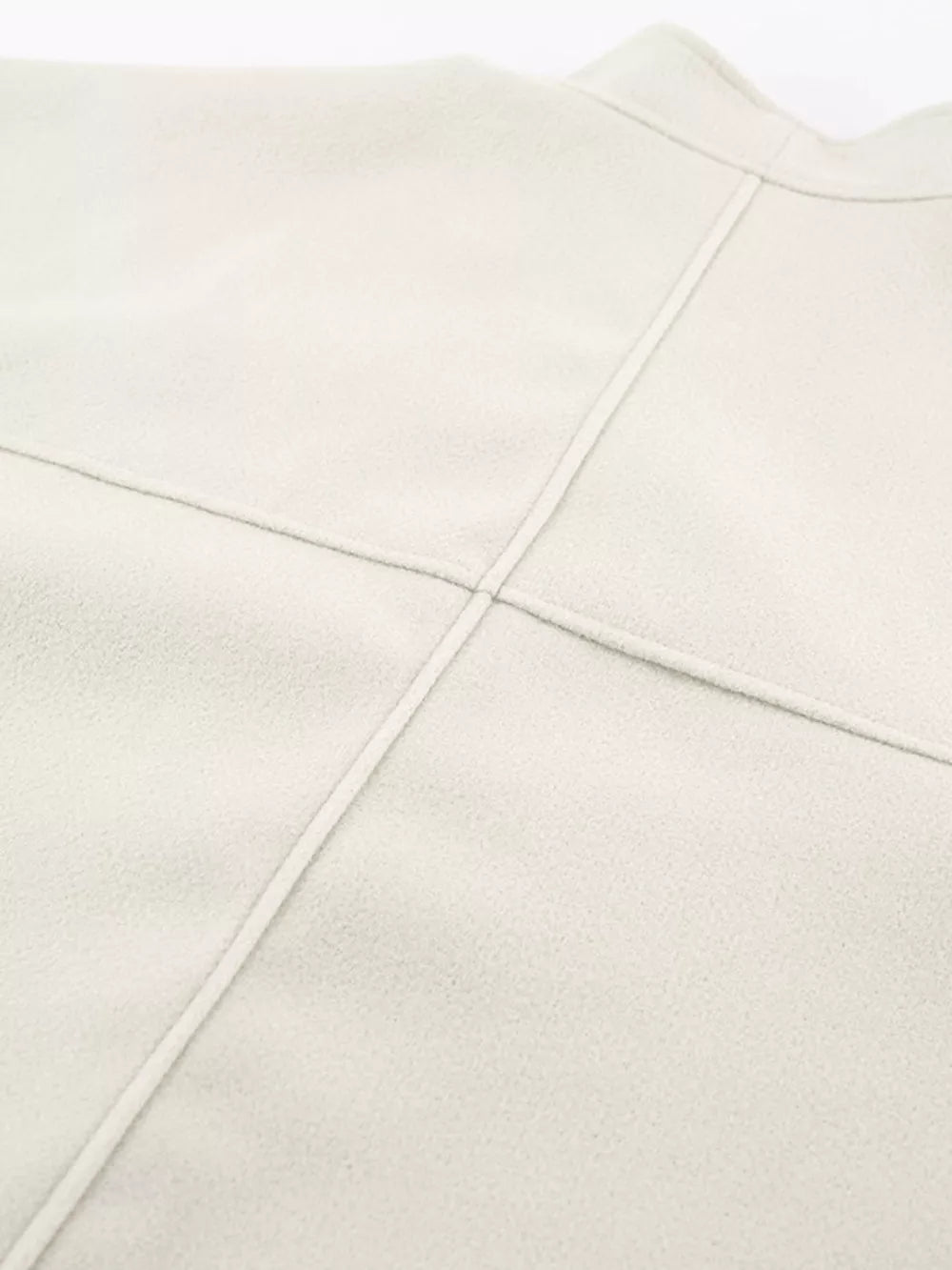 Elegant Stand Collar Open Front Outerwear in White, view 12