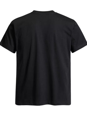 Black cotton men's t-shirt with crew neck and short sleeves.