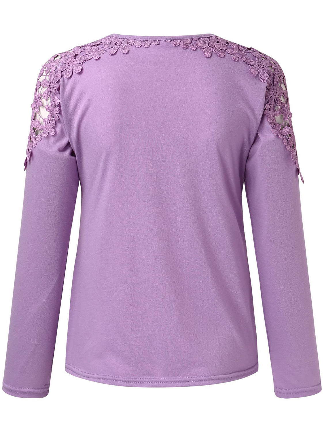 Purple long sleeve blouse with lace yoke and sleeve detail