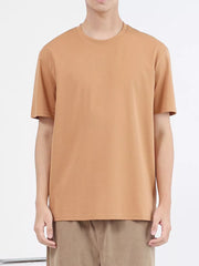 Men's Caramel Color cotton crew neck t-shirt with short sleeves.