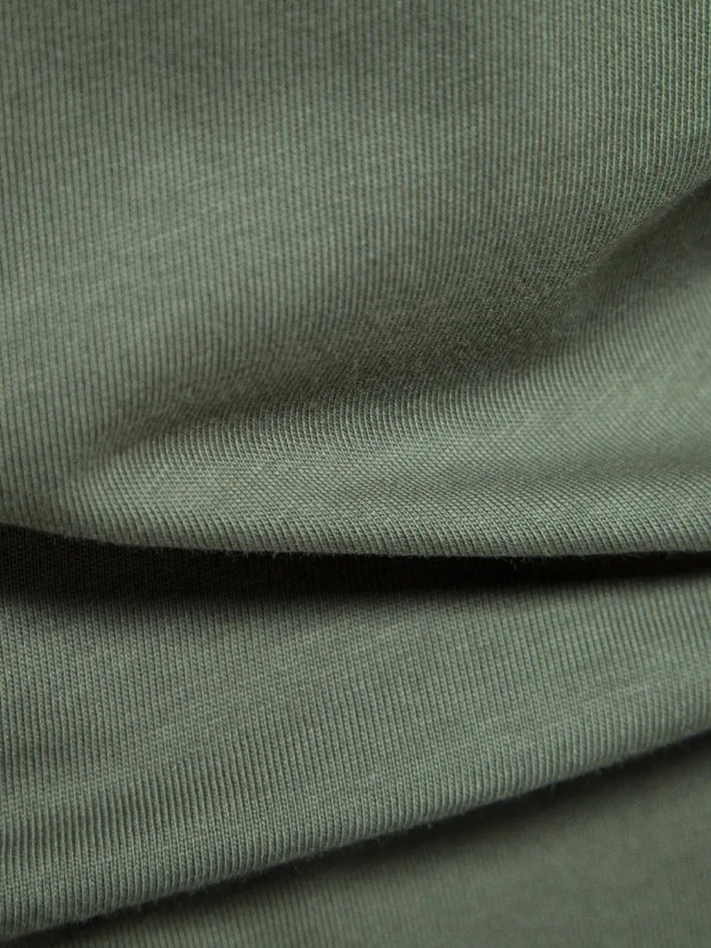 Moss green cotton polo shirt fabric detail