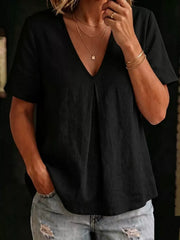 Effortlessly Chic Pleated V-neck Shirt