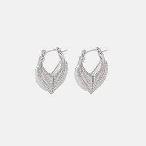 Silver textured leaf hoop earrings with 18K gold plating